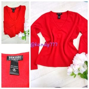 Perfect Red Long Sleeve Sweater V-neck